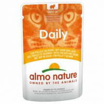 Almo Nature -Pâtée Daily - Lot de 5 Pochons 70 g - Poulet & Saumon- Poulet | Saumon | Thon