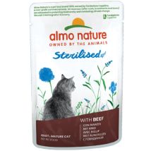 Almo Nature -Pâtée Holistic Sterilised pour chat stérilisé - Lot de 5 Pochons 70 g - Boeuf- Thon | Poulet | Cabillaud | Boeuf