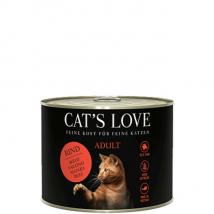 Cat's Love -Pâtée en boîte pour chat - saveur boeuf 200g (Lot de 6)- Poulet | Boeuf | Dinde | Poisson | Veau