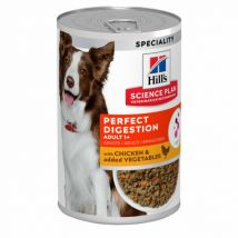 Hill's -Pâtée Science Plan Perfect Digestion pour chien adulte - 12 boites 363g (DLUO 3 mois)- Traitement:Troubles digestifs- Poulet | Dinde