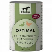 William's -Pâtée Optimal Canard/Poulet sans céréales pour chien - Lot de 6 Boîtes de 400g- Canard | Poulet