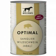 William's -Pâtée Optimal Sanglier sans céréales pour chien - Lot de 6 Boîtes de 400 g- Sanglier