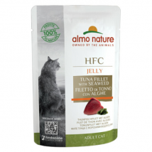 Almo Nature -Pâtée pour chat HFC Jelly - Lot de 6 pochons 55 g Filet de thon et algues- Algues | Fromage | Homard | Poulet | Riz | Sole | Surimi | 