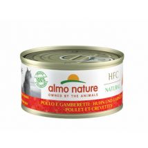 Almo Nature -Pâtée pour chat HFC Natural - Lot de 6 x 70 g Poulet et Crevettes- Ananas | Blanchailles | Boeuf | Calamars | Carotte | Coques | 