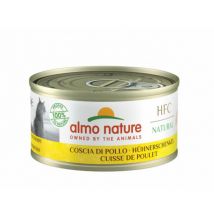 Almo Nature -Pâtée pour chat HFC Natural - Lot de 6 x 70 g Cuisse de poulet- Ananas | Blanchailles | Boeuf | Calamars | Carotte | Coques | Crevettes |