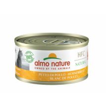 Almo Nature -Pâtée pour chat HFC Natural - Lot de 6 x 70 g Blanc de poulet- Ananas | Blanchailles | Boeuf | Calamars | Carotte | Coques | Crevettes | 