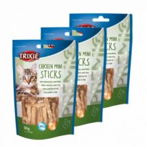 Trixie -Snacks pour chats Premio Mini Sticks au poulet - Lot de 3 - Sac dehets- Poulet | Riz
