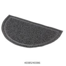 Trixie -Tapis semi-circulaire gris en plastique pour bac à litière