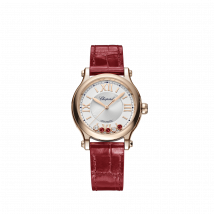 Chopard - Uhr Happy Sport für Damen - 33 Mm, Automatik, Ethisches Roségold, Diamanten, Rubine - 0.10 Karat