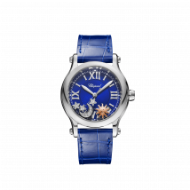 Chopard - Watch Happy Sport Sun, Moon And Stars for Women - 36 Mm, Automatic, Lucent Steel , Diamonds - 0.09 Carats