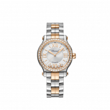 Chopard - Uhr Happy Sport für Damen - 33 Mm, Automatik, Ethisches Roségold, Lucent Steel , Diamanten - 1.49 Karat