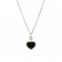 Chopard - Pendant Happy Hearts for Women - Ethical Rose Gold, Diamond, Onyx - 0.05 Carats