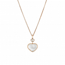 Chopard - Pendentif Happy Hearts pour Femme - Or Rose Éthique, Diamant, Nacre - 0.05 Carats
