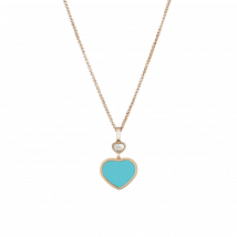 Chopard - Anhänger Happy Hearts für Damen - Ethisches Roségold, Diamant, Türkiser Stein - 0.05 Karat