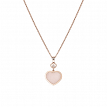 Chopard - Anhänger Happy Hearts für Damen - Ethisches Roségold, Diamant, Rosa Opal - 0.05 Karat