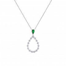 Chopard - Pendentif L'heure Du Diamant Drop pour Femme - Or Blanc Éthique, Diamants, Émeraude - 2.65 Carats