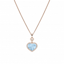 Chopard - Pendentif Happy Hearts pour Femme - Or Éthique Rose, Diamants, Nacre Turquoise - 0.24 Carats