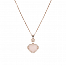 Chopard - Pendentif Happy Hearts pour Femme - Or Rose Éthique, Diamants, Opale Rose - 0.24 Carats