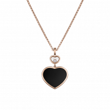 Chopard - Pendant Happy Hearts for Women - Ethical Rose Gold, Diamond, Onyx - 0.10 Carats