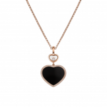 Chopard - Anhänger Happy Hearts für Damen - Ethisches Roségold, Diamanten, Onyx - 0.32 Karat