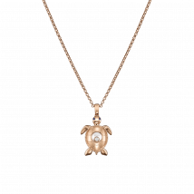 Chopard - Anhänger Happy Diamonds Schildkröte für Damen - Ethisches Roségold, Diamant, Saphire - 0.03 Karat
