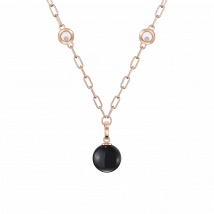 Chopard - Anhänger Happy Diamonds Planet für Damen - Ethisches Roségold, Diamanten, Onyx - 0.10 Karat