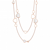 Chopard - Collier Happy Hearts pour Femme - Or Rose Éthique, Diamants, Nacre - 0.15 Carats