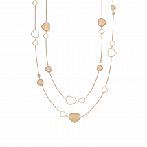 Chopard - Collar Happy Hearts Golden Hearts para Mujer - Collar Largo, Oro Rosa Ético, Diamantes - 1.21 Quilates