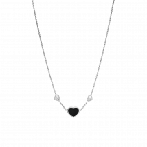 Chopard - Collier Happy Hearts pour - Or Blanc Éthique, Diamants, Onyx - 0.10 Carats