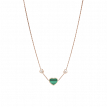 Chopard - Collier Happy Hearts für Damen - Ethisches Roségold, Diamanten, Malachit - 0.10 Karat