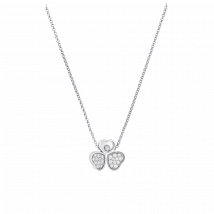 Chopard - Collier Happy Hearts Wings pour Femme - Or Blanc Éthique, Diamants - 0.29 Carats