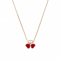 Chopard - Collier Happy Hearts Wings pour Femme - Collier, Or Rose Éthique, Diamant, Pierre Rouge - 0.05 Carats