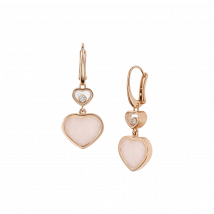 Chopard - Boucles D'oreilles Happy Hearts pour Femme - Boucles D'oreille, Or Rose Éthique, Diamants, Opale Rose - 0.10 Carats