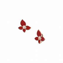 Chopard - Clips D'oreilles Happy Butterfly X Mariah Carey pour Femme - Boucles D'oreilles , Or Rose Éthique, Diamant, Cornaline - 0.10 Carats