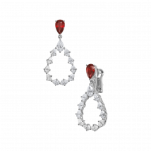 Chopard - Clips D'oreilles L'heure Du Diamant Drop pour Femme - Or Blanc Éthique, Diamants, Rubis - 3.55 Carats