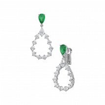 Chopard - Ohrclips L'heure Du Diamant Drop für Damen - Ethisches Weißgold, Diamanten, Smaragd - 3.55 Karat