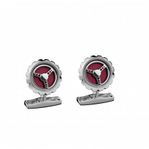 Chopard - Manschettenknöpfe Manschettenknöpfe Classic Racing für Herren - Rotes Inlay – Silberfarbenes Metall