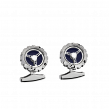 Chopard - Gemelos Gemelos Classic Racing for Hombre - Incrustación Lacado Azul Noche - Metal Tono Plateado