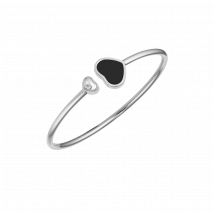Chopard - Pulsera Happy Hearts para Mujer - Pulsera Rígida, Oro Blanco Ético, Diamante, Ónice - 0.05 Quilates