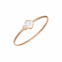 Chopard - Bracelet Happy Hearts pour Femme - Bracelet Jonc, Or Rose Éthique, Diamant, Nacre - 0.05 Carats