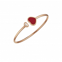 Chopard - Bracelet Happy Hearts pour Femme - Or Rose Éthique, Diamant, Pierre Rouge - 0.05 Carats