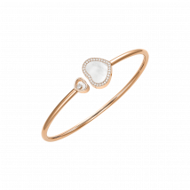 Chopard - Bracelet Happy Hearts pour Femme - Bracelet Jonc, Or Rose Éthique, Diamants, Nacre - 0.19 Carats