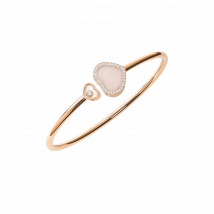 Chopard - Bracelet Happy Hearts pour Femme - Or Rose Éthique, Diamants, Opale Rose - 0.19 Carats