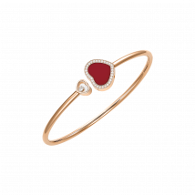 Chopard - Bracelet Happy Hearts pour Femme - Or Rose Éthique, Diamants, Pierre Rouge - 0.19 Carats
