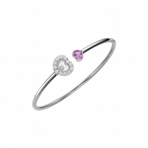 Chopard - Bracelet Happy Diamonds Icons Joaillerie pour Femme - Or Blanc Éthique, Diamants, Saphir Rose - 0.65 Carats