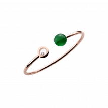 Chopard - Bracelet Happy Diamonds Planet pour Femme - Or Rose Éthique, Diamant, Agate Verte - 0.05 Carats