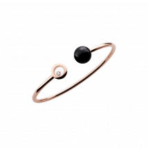 Chopard - Pulsera Happy Diamonds Planet para Mujer - Pulsera Rígida, Oro Rosa Ético, Diamante, Ónice - 0.05 Quilates
