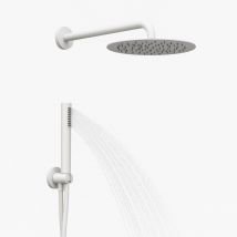 Set per doccia soffione tondo in acciaio inox 250 millimetri color bianco opaco *** finitura- bianco opaco tondo, con...