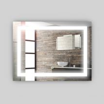 Specchio 5 mm rettangolare squadrato cornice led interruttore touch mdf *** misure 120x80 cm, tonalità standard 6000...