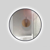 Specchio 5 mm tondo cornice nera retroilluminato led interruttore touch *** misura Ø80, tonalità dimmerabile 2700-4...